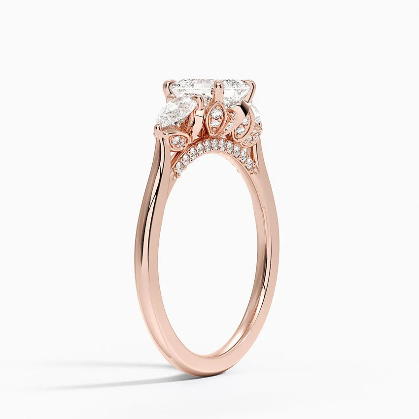 1.75 Karat Asscher Kesim Hidden Halo Tasarım Tektaş Laboratuvar Pırlanta Yüzük 18K - Calora