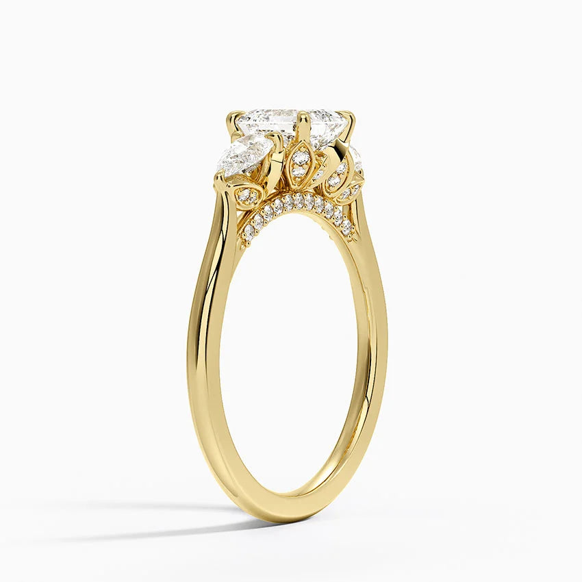 1.75 Karat Asscher Kesim Hidden Halo Tasarım Tektaş Laboratuvar Pırlanta Yüzük 18K - Calora