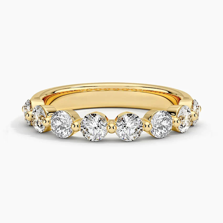 Yarım Tur Yüzük 1.00 Karat Yuvarlak Kesim Laboratuvar Pırlanta Yüzük 18K - Bold Diamonds
