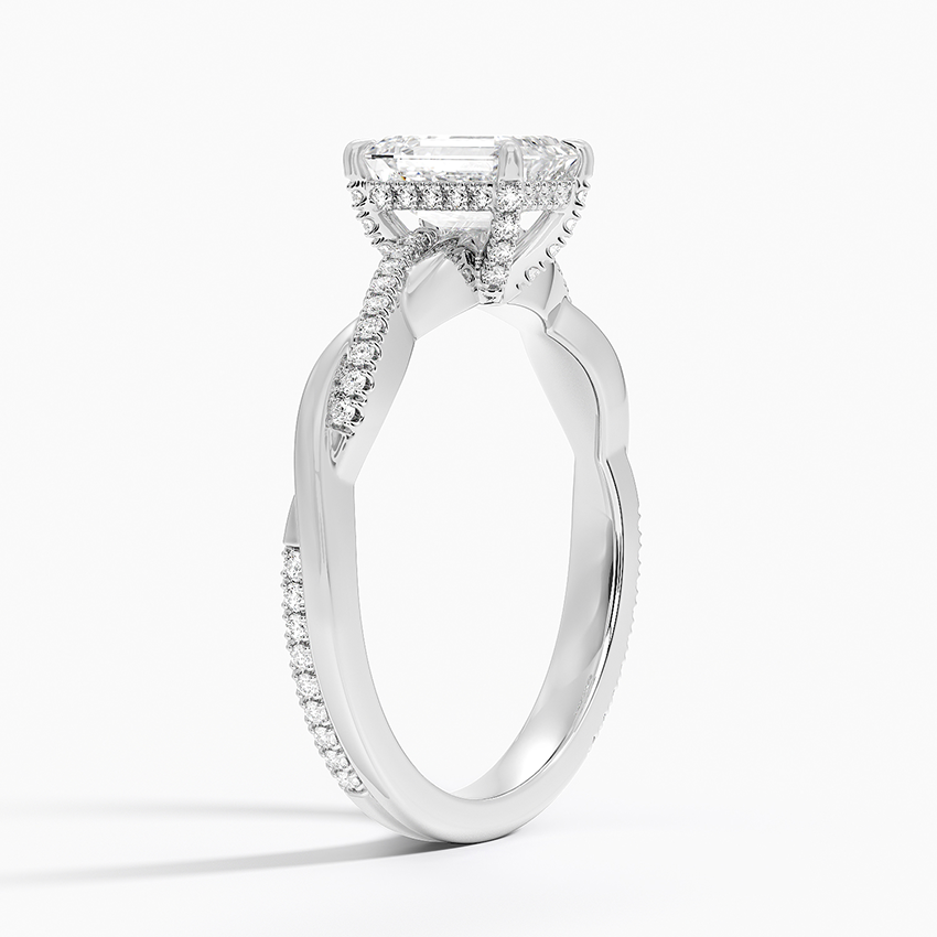 1.25 Karat Emerald Kesim Hidden Halo Tasarım Tektaş Laboratuvar Pırlanta Yüzük - Riga