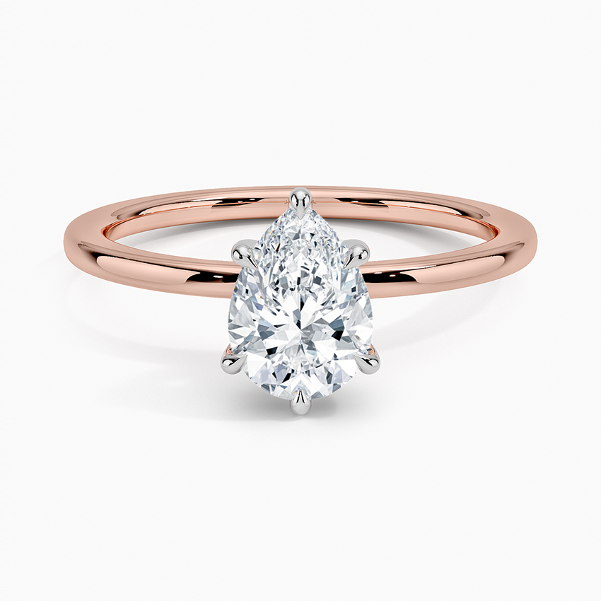 1.10 Karat Damla Kesim Hidden Halo Tasarım Tektaş Laboratuvar Pırlanta Yüzük 18K - Elora - Bold Diamonds