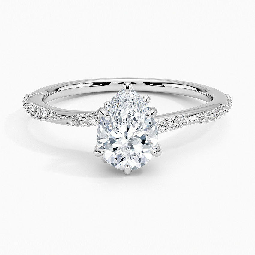 1.25 Karat Damla Kesim Hidden Halo Tasarım Tektaş Laboratuvar Pırlanta Yüzük 18K - Melora - Bold Diamonds