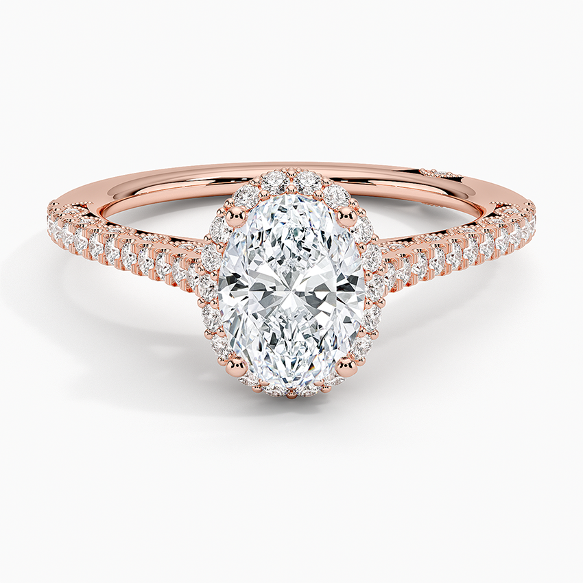 1.50 Oval Kesim Hidden Halo Tasarım Tektaş Laboratuvar Pırlanta Yüzük - Gilara