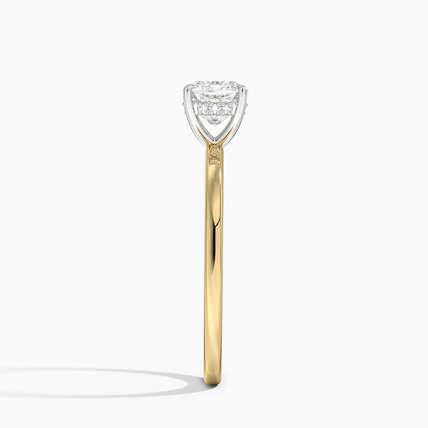 1.10 Karat Cushion Kesim Hidden Halo Tasarım Tektaş Laboratuvar Pırlanta Yüzük 18K - Elora - Bold Diamonds