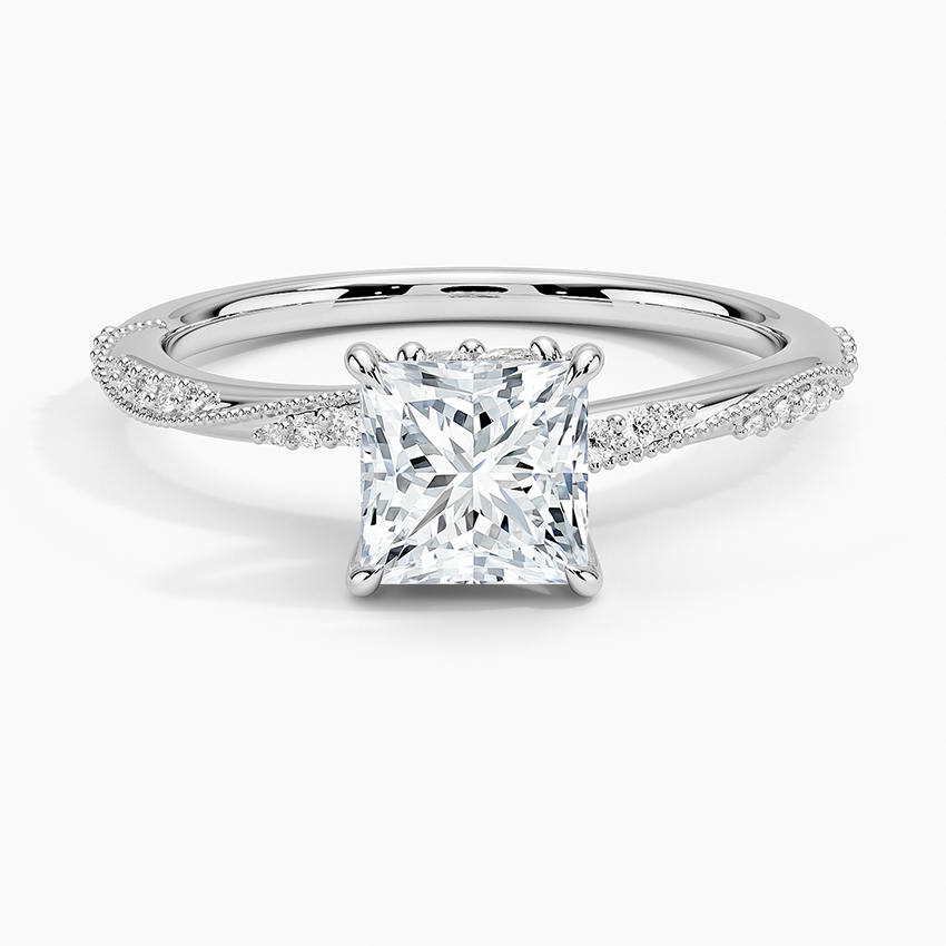 1.25 Karat Prenses Kesim Hidden Halo Tasarım Tektaş Laboratuvar Pırlanta Yüzük 18K - Melora - Bold Diamonds