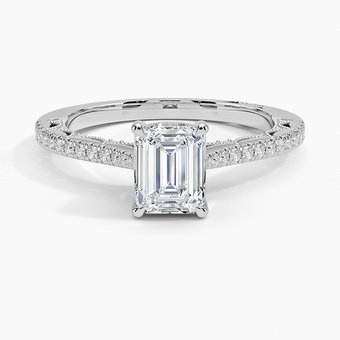 1.50 Karat Emerald Kesim Halo Tasarım Tektaş Laboratuvar Pırlanta Yüzük - Dijon