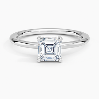 1.10 Karat Asscher Kesim Hidden Halo Tasarım Tektaş Laboratuvar Pırlanta Yüzük - Lucerne