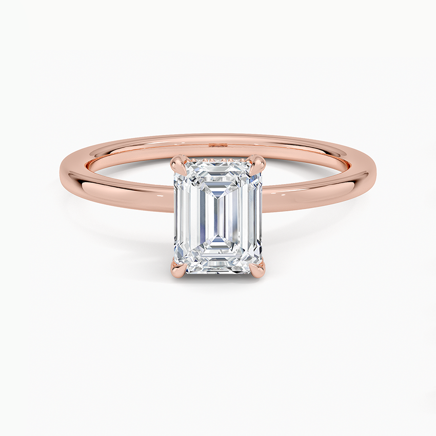 1.15 Karat Emerald Kesim Hidden Halo Tasarım Tektaş Laboratuvar Pırlanta Yüzük - Gilora - Bold Diamonds