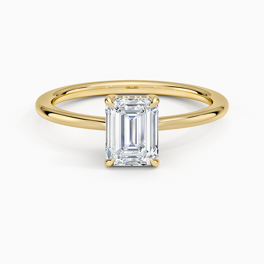 1.10 Karat Emerald Kesim Hidden Halo Tasarım Tektaş Laboratuvar Pırlanta Yüzük - Monaco