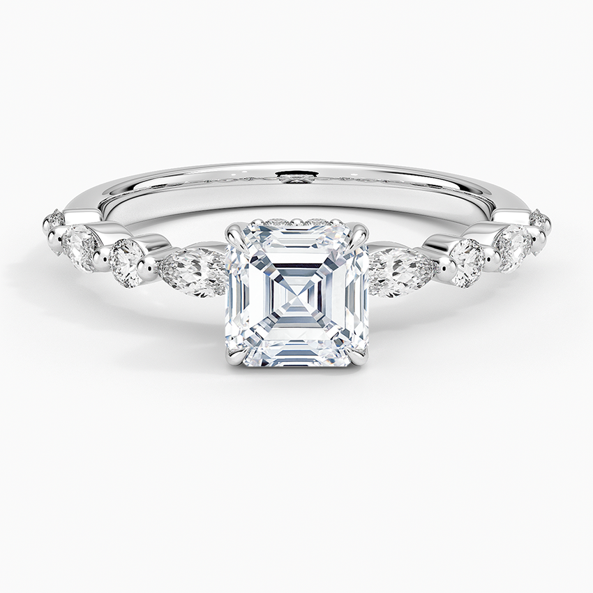 1.50 Karat Asscher Kesim Hidden Halo Tasarım Tektaş Laboratuvar Pırlanta Yüzük - Verona