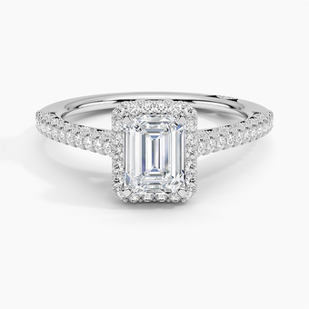 1.50 Karat Emerald Kesim Hidden Halo Tasarım Tektaş Laboratuvar Pırlanta Yüzük - Capri