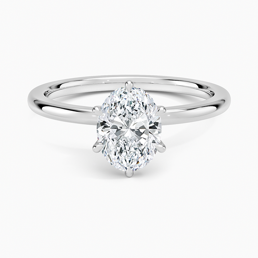 Altı Tırnak 1.15 Karat Oval Kesim Hidden Halo Tasarım Tektaş Laboratuvar Pırlanta Yüzük - Delora - Bold Diamonds