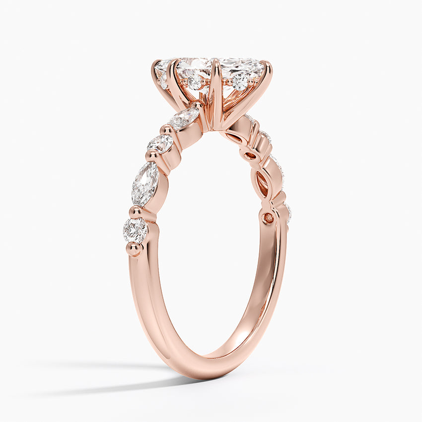 1.50 Karat Marqiuse Kesim Hidden Halo Tasarım Tektaş Laboratuvar Pırlanta Yüzük - Calora - Bold Diamonds