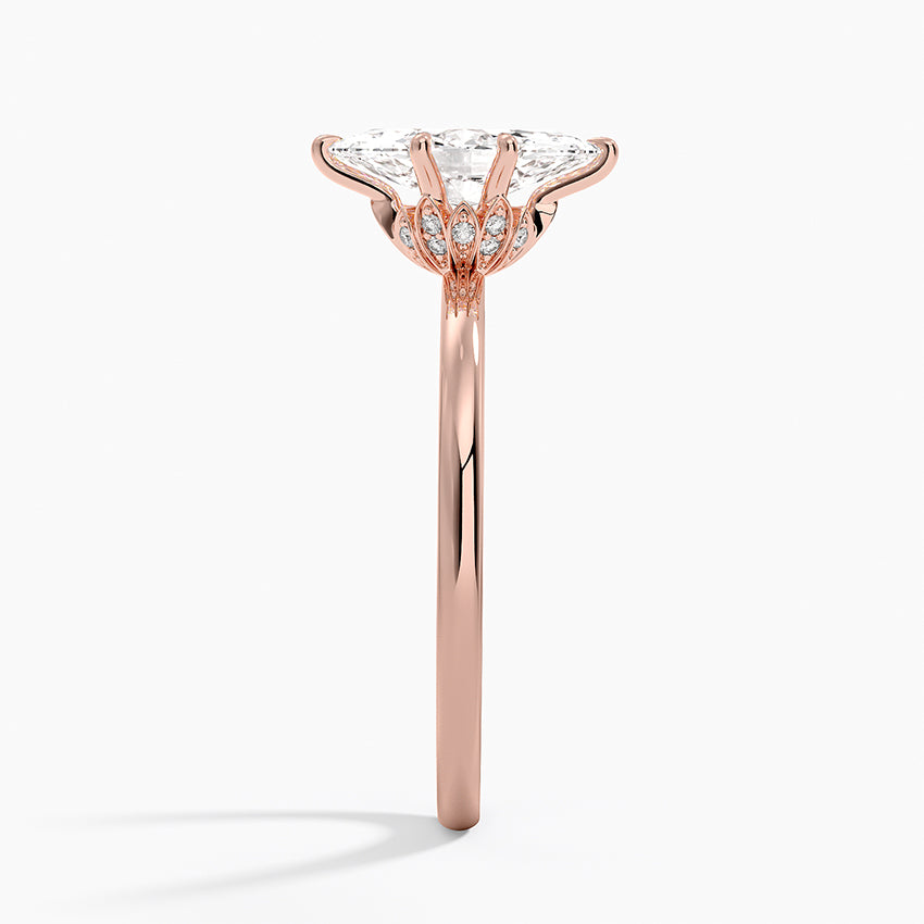 Altı Tırnak 1.15 Karat Marquise Kesim Hidden Halo Tasarım Tektaş Laboratuvar Pırlanta Yüzük - Delora - Bold Diamonds