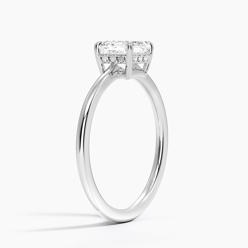 1.10 Karat Asscher Kesim Hidden Halo Tasarım Tektaş Laboratuvar Pırlanta Yüzük - Monaco