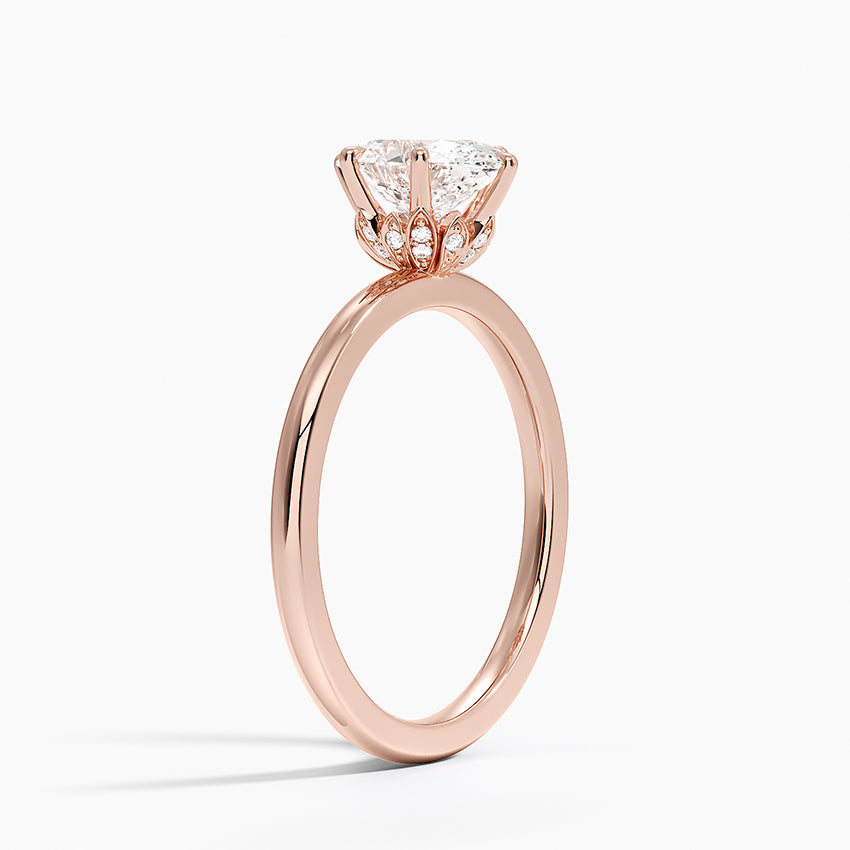 Altı Tırnak 1.15 Oval Kesim Hidden Halo Tasarım Tektaş Laboratuvar Pırlanta Yüzük 18K - Delora