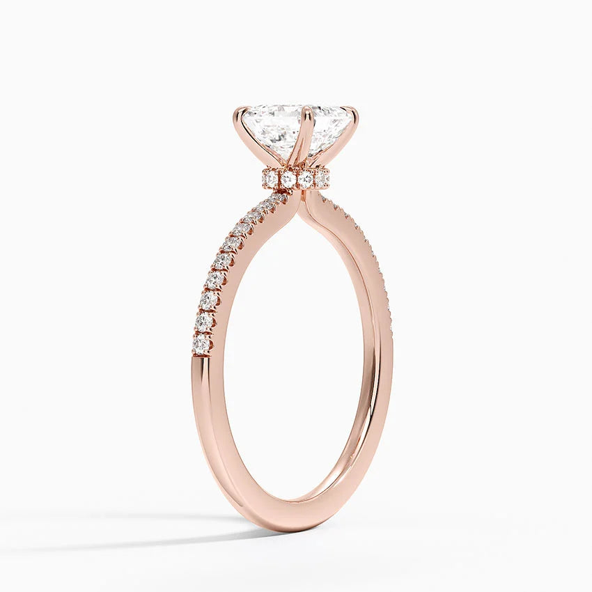 1.25 Karat Asscher Kesim Hidden Halo Tasarım Tektaş Laboratuvar Pırlanta Yüzük - Filora - Bold Diamonds