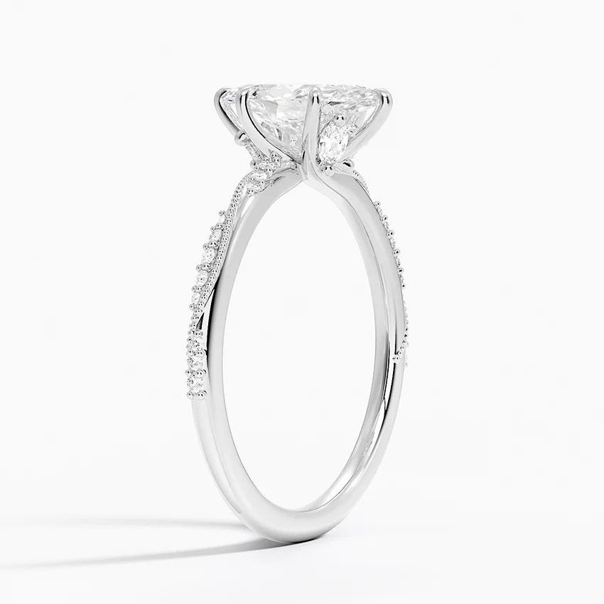 1.25 Karat Marquise Kesim Hidden Halo Tasarım Tektaş Laboratuvar Pırlanta Yüzük 18K - Melora - Bold Diamonds