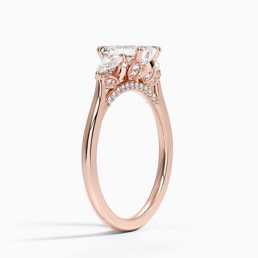 1.75 Karat Emerald Kesim Hidden Halo Tasarım Tektaş Laboratuvar Pırlanta Yüzük - Verona