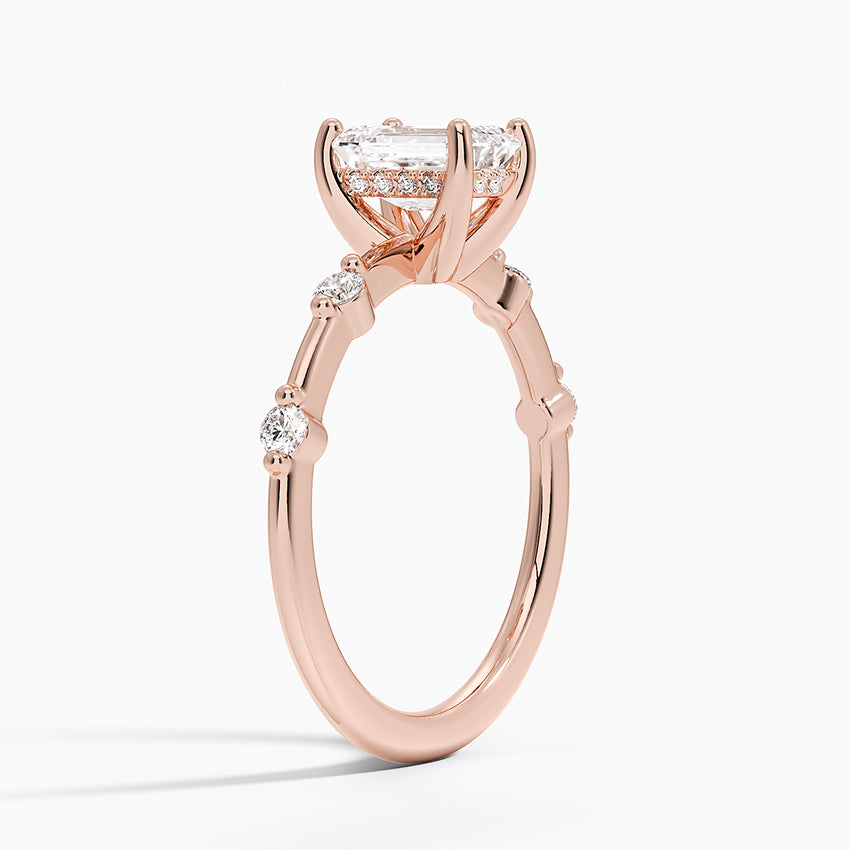 1.20 Karat Emerald Kesim Hidden Halo Tasarım Tektaş Laboratuvar Pırlanta Yüzük - Nice