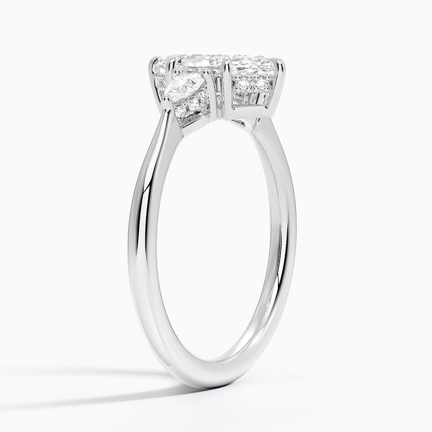 1.50 Karat Marquise Kesim Hidden Halo Tasarım Tektaş Laboratuvar Pırlanta Yüzük - Madrid