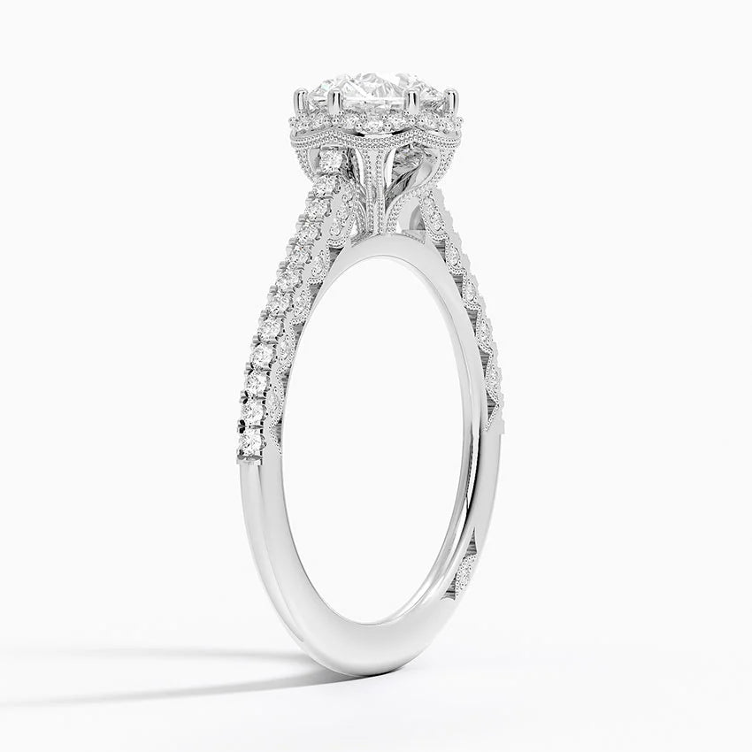 1.50 Karat Hidden Halo Tasarım Tektaş Laboratuvar Pırlanta Yüzük - Capri