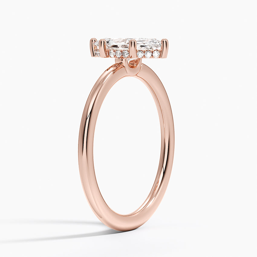 1.10 Marquise Kesim Hidden Halo Tasarım Tektaş Laboratuvar Pırlanta Yüzük - Melara