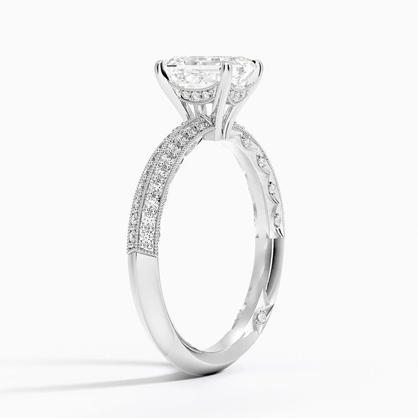 1.50 Karat Emerald Kesim Yarım Tur Tasarım Tektaş Laboratuvar Pırlanta Yüzük - Geneva