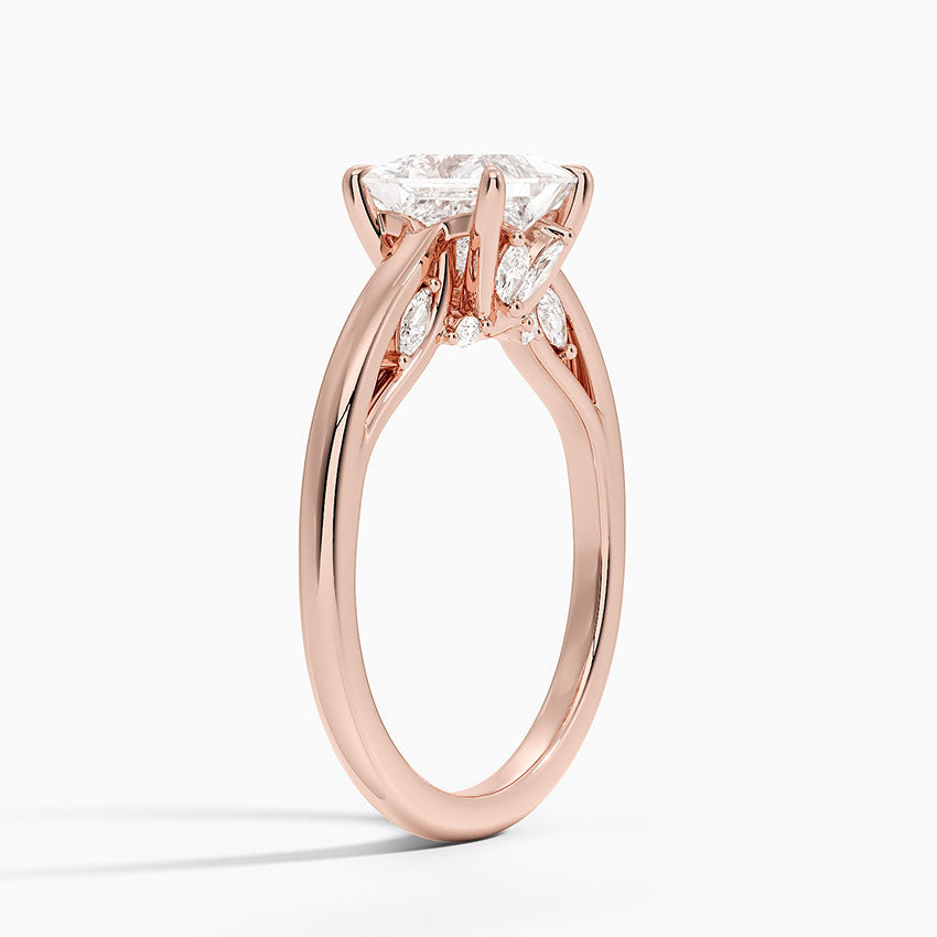 1.30 Karat Princess Kesim Hidden Halo Tasarım Tektaş Laboratuvar Pırlanta Yüzük - Salzburg