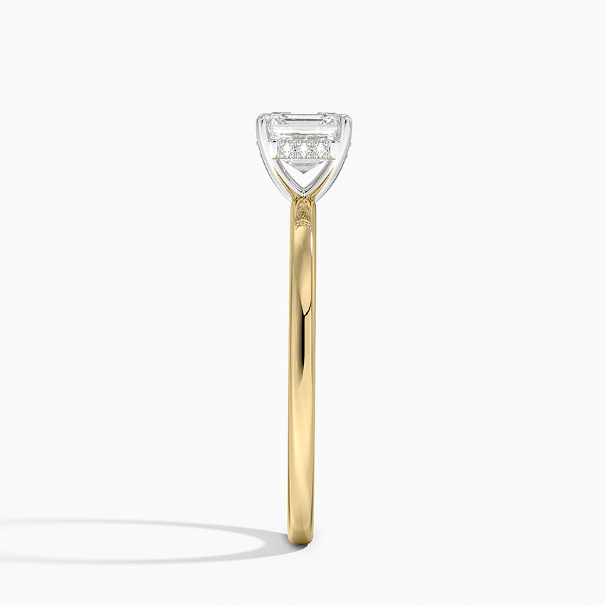 1.10 Karat Asscher Kesim Hidden Halo Tasarım Tektaş Laboratuvar Pırlanta Yüzük 18K - Elora - Bold Diamonds
