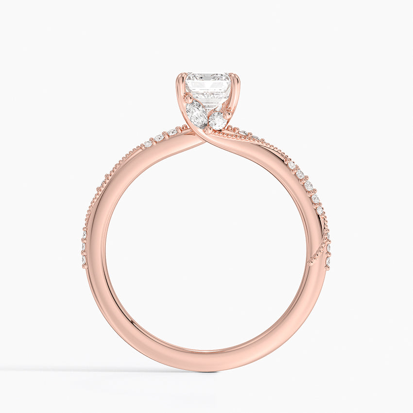 1.25 Karat Emerald Kesim Hidden Halo Tasarım Tektaş Laboratuvar Pırlanta Yüzük 18K - Melora - Bold Diamonds