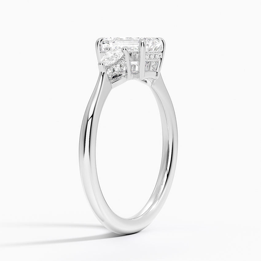 1.50 Karat Emerald Kesim Hidden Halo Tasarım Tektaş Laboratuvar Pırlanta Yüzük - Madrid