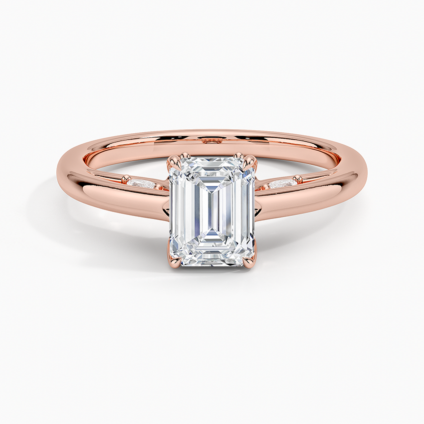 1.30 Karat Emerald Kesim Hidden Halo Tasarım Tektaş Laboratuvar Pırlanta Yüzük - Salzburg