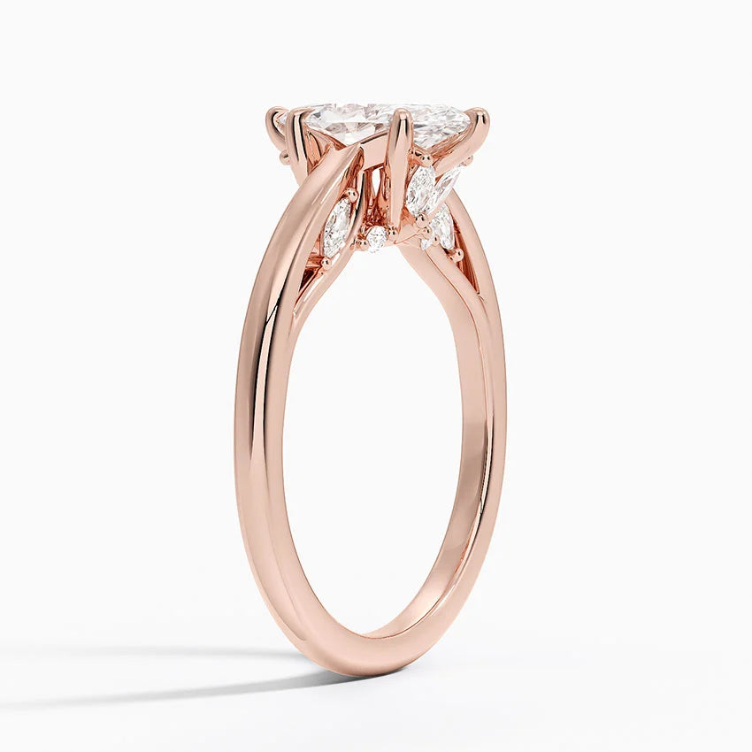 1.30 Karat Marquise Kesim Hidden Halo Tasarım Tektaş Laboratuvar Pırlanta Yüzük - Salzburg