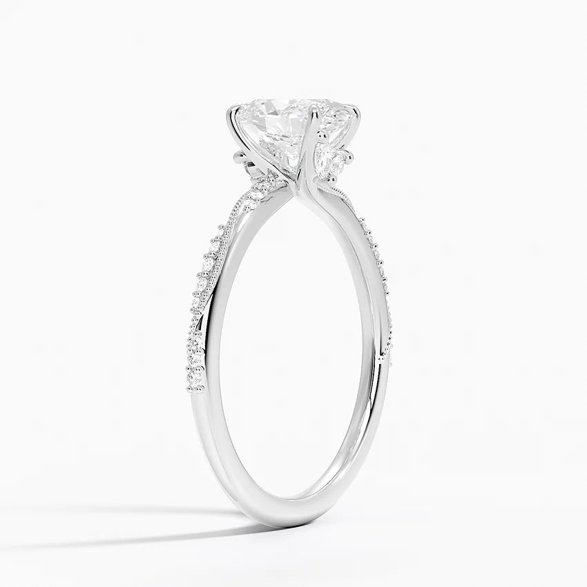 1.25 Karat Oval Kesim Hidden Halo Tasarım Tektaş Laboratuvar Pırlanta Yüzük 18K - Melora - Bold Diamonds