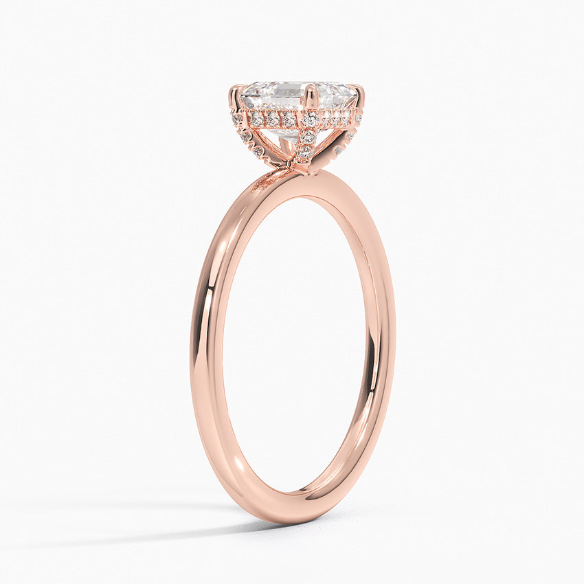 1.15 Karat Asscher Kesim Hidden Halo Tasarım Tektaş Laboratuvar Pırlanta Yüzük - Valencia