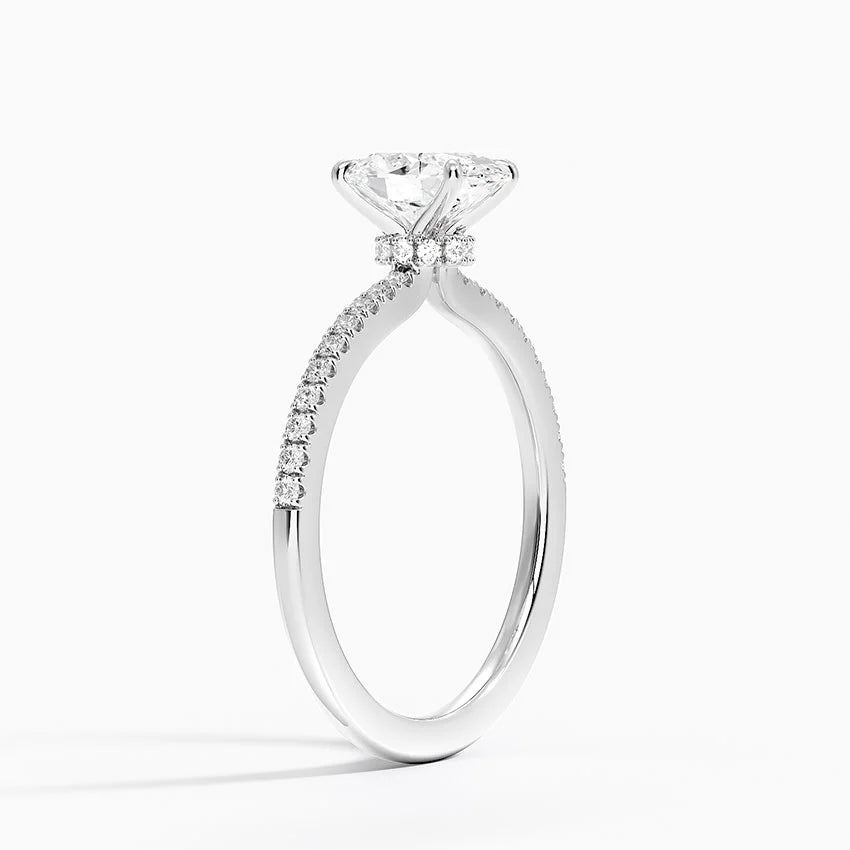 1.25 Karat Oval Kesim Hidden Halo Tasarım Tektaş Laboratuvar Pırlanta Yüzük - Filora - Bold Diamonds