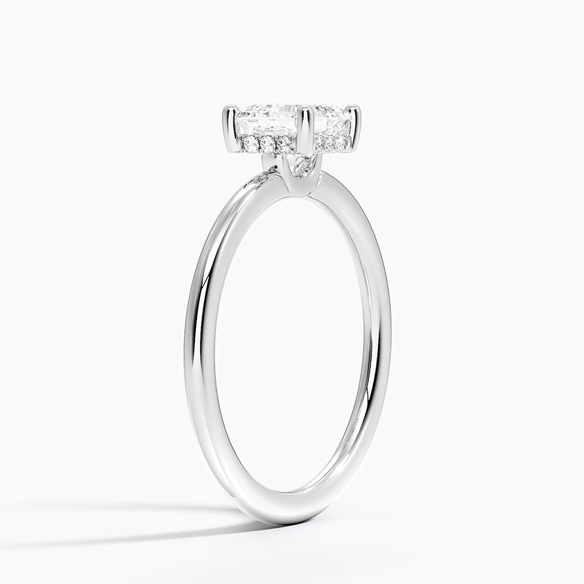 1.10 Karat Asscher Kesim Hidden Halo Tasarım Tektaş Laboratuvar Pırlanta Yüzük - Lucerne