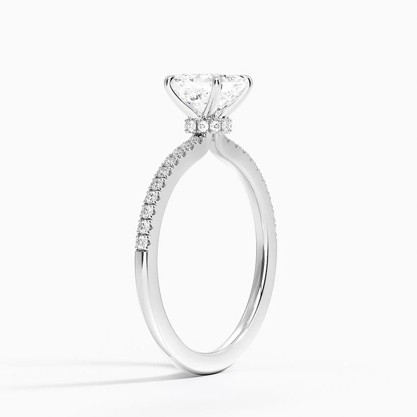 1.25 Karat Asscher Kesim Hidden Halo Tasarım Tektaş Laboratuvar Pırlanta Yüzük - Filora - Bold Diamonds
