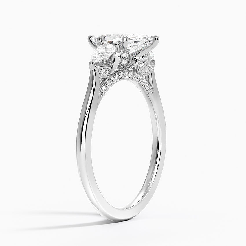 1.75 Karat Marquise Kesim Hidden Halo Tasarım Tektaş Laboratuvar Pırlanta Yüzük - Verona