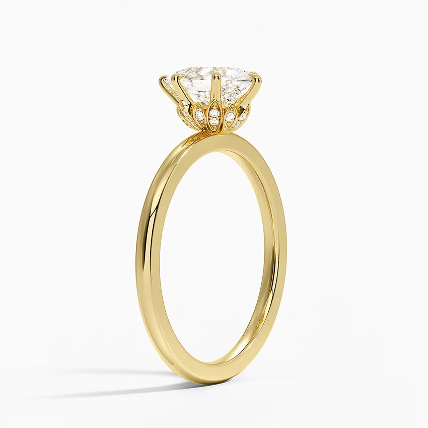Altı Tırnak 1.15 Karat Damla Kesim Hidden Halo Tasarım Tektaş Laboratuvar Pırlanta Yüzük 18K - Delora - Bold Diamonds