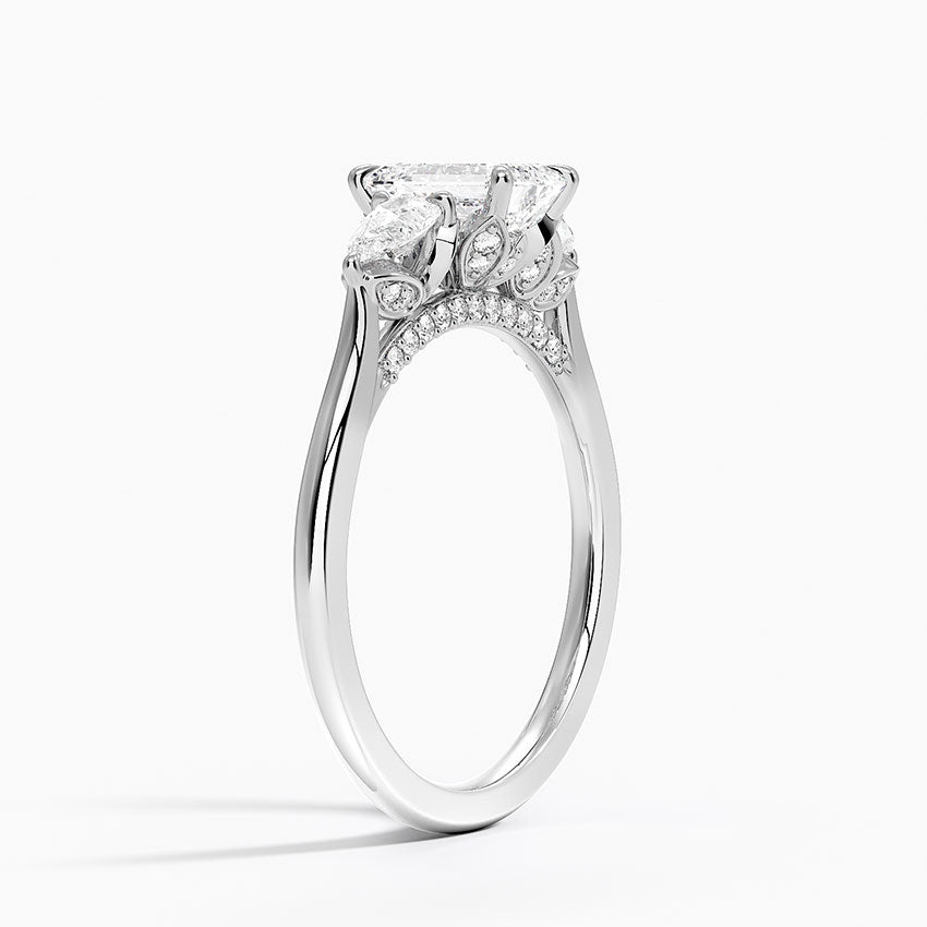 1.75 Karat Emerald Kesim Hidden Halo Tasarım Tektaş Laboratuvar Pırlanta Yüzük - Verona