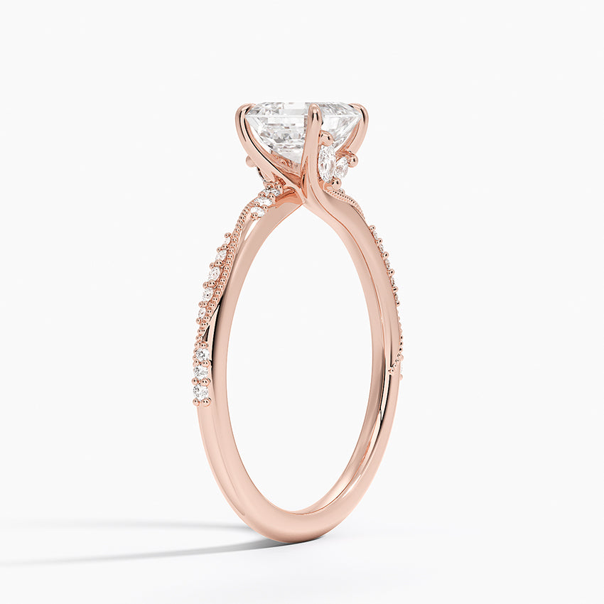 1.25 Karat Asscher Kesim Hidden Halo Tasarım Tektaş Laboratuvar Pırlanta Yüzük 18K - Melora - Bold Diamonds
