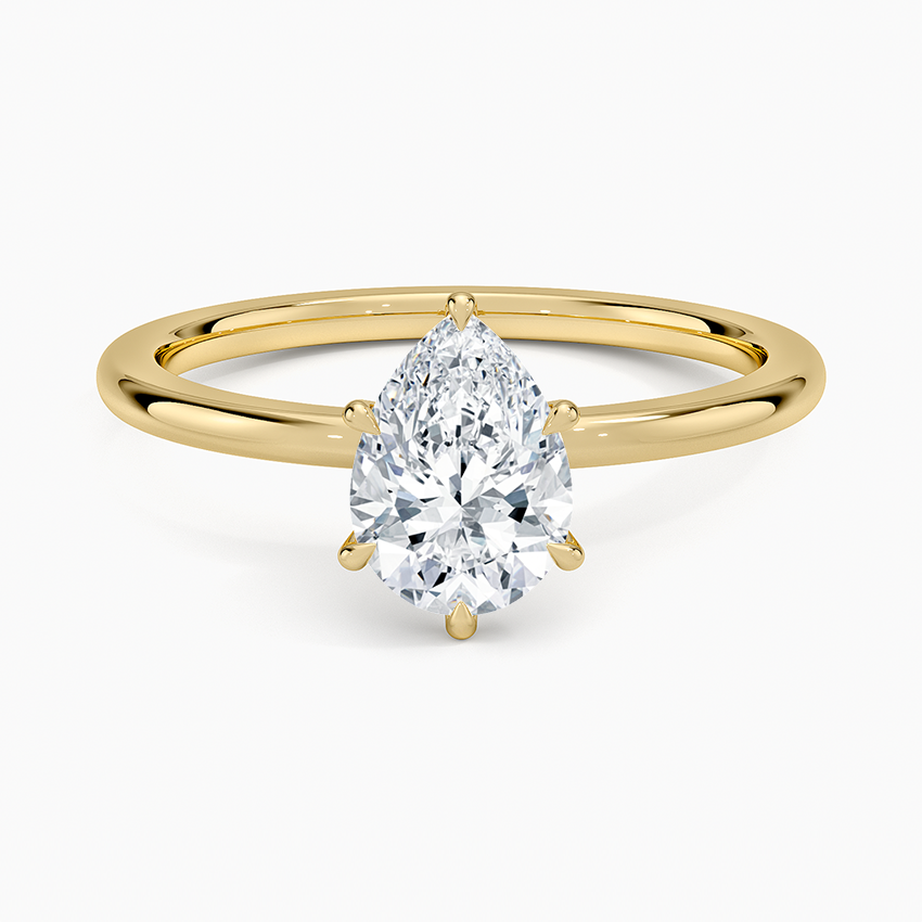 Altı Tırnak 1.15 Karat Damla Kesim Hidden Halo Tasarım Tektaş Laboratuvar Pırlanta Yüzük 18K - Delora - Bold Diamonds