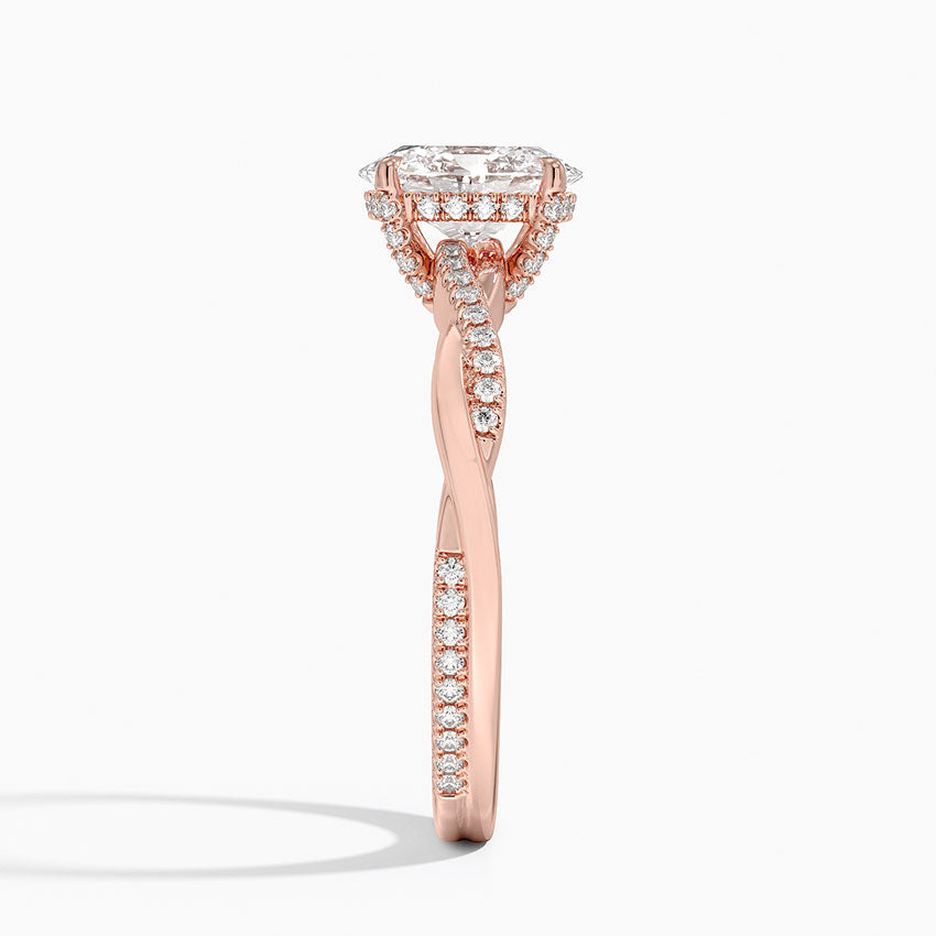1.25 Karat Oval Kesim Hidden Halo Tasarım Tektaş Laboratuvar Pırlanta Yüzük - Riga