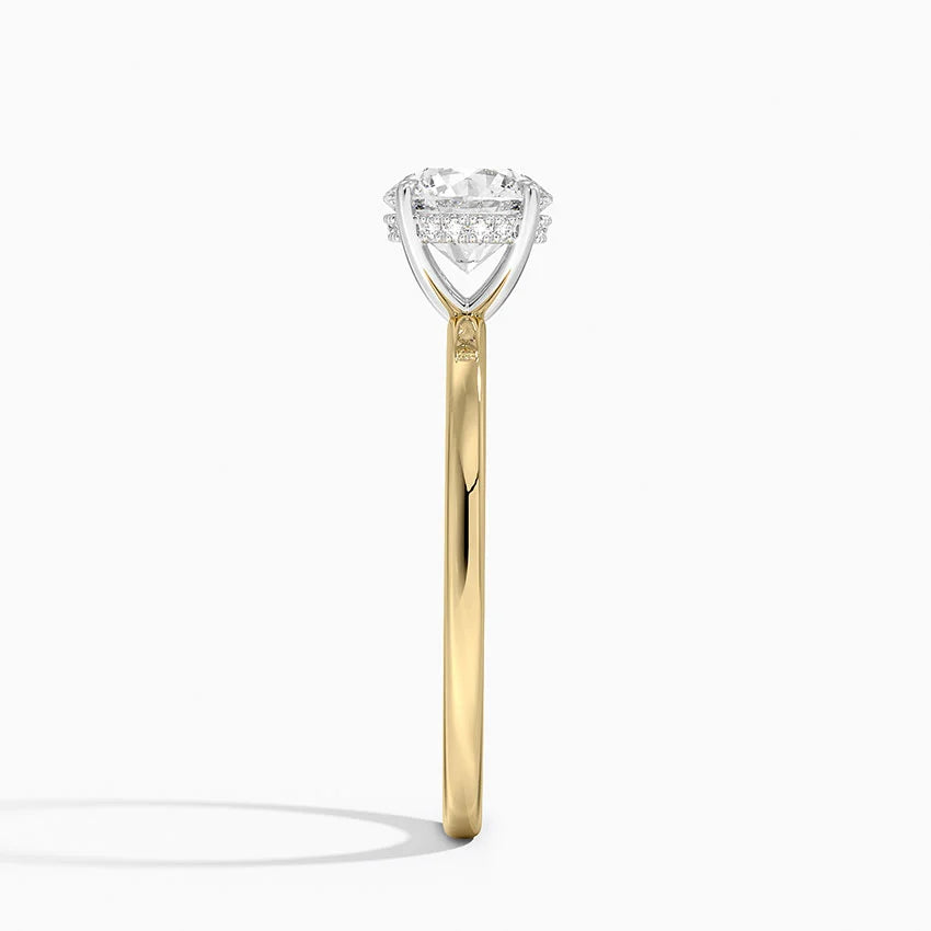 1.10 Karat Hidden Halo Tasarım Tektaş Laboratuvar Pırlanta Yüzük 18K - Elora - Bold Diamonds