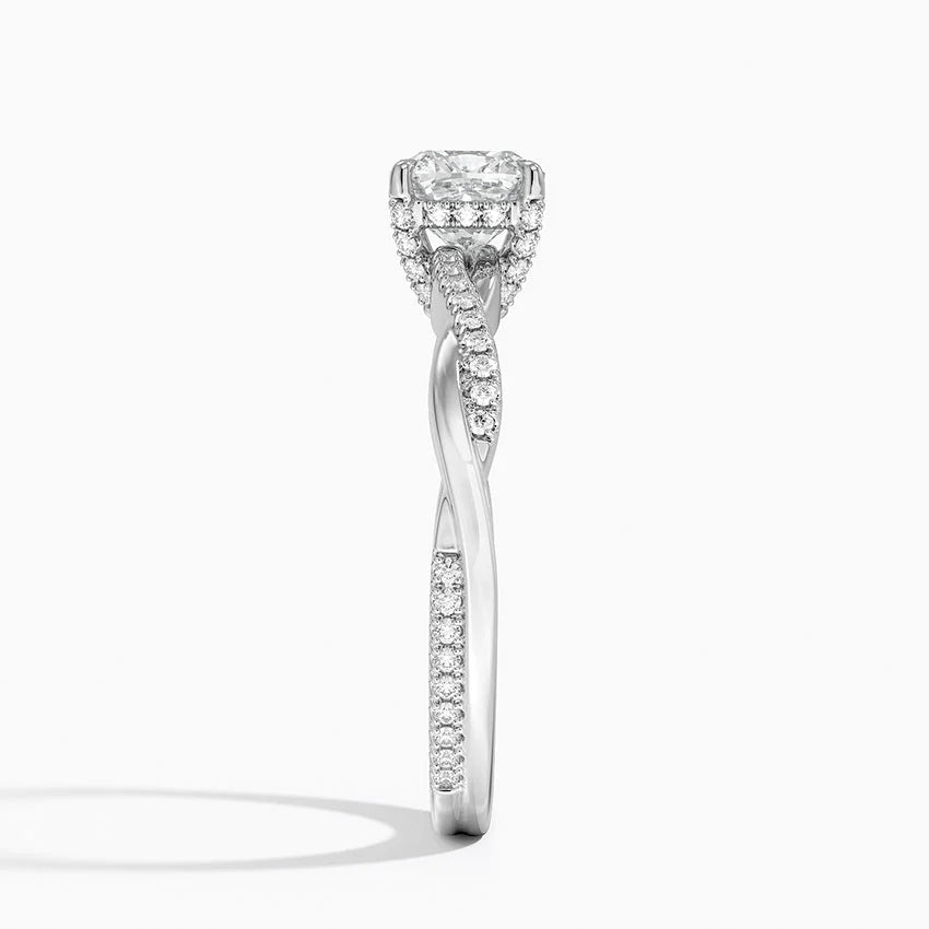 1.25 Karat Cushion Kesim Hidden Halo Tasarım Tektaş Laboratuvar Pırlanta Yüzük - Riga