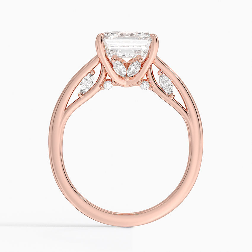 1.30 Asscher Kesim Hidden Halo Tasarım Tektaş Laboratuvar Pırlanta Yüzük - Dalara