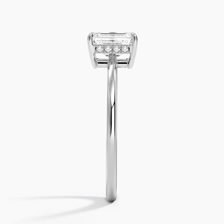 1.10 Emerald Kesim Hidden Halo Tasarım Tektaş Laboratuvar Pırlanta Yüzük - Tilora