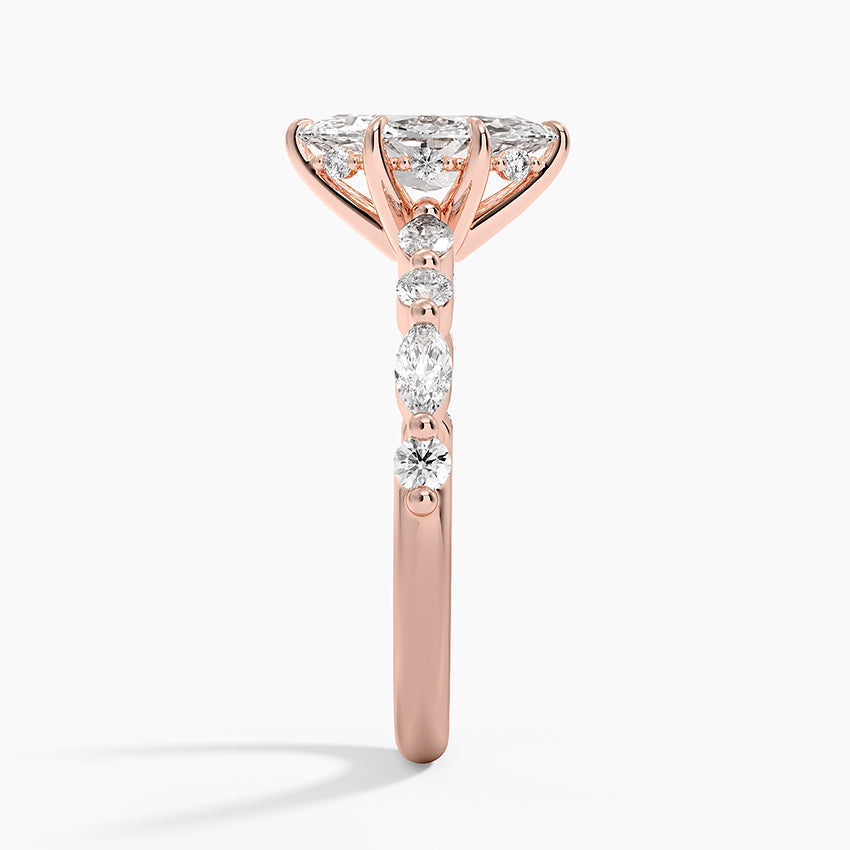 1.50 Karat Marqiuse Kesim Hidden Halo Tasarım Tektaş Laboratuvar Pırlanta Yüzük - Calora - Bold Diamonds